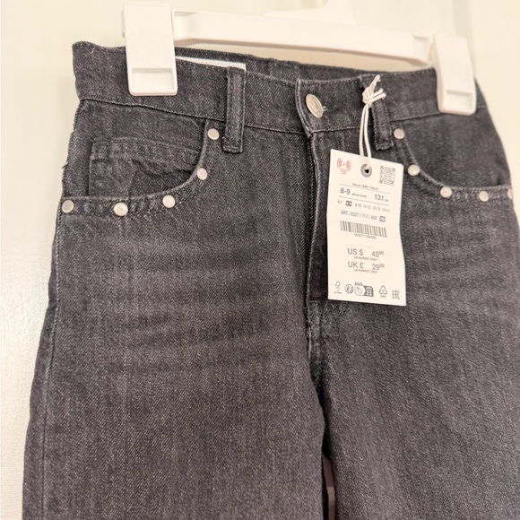 NWT Zara girls black wide leg jeans with. Star detail - Picture 3 of 5
